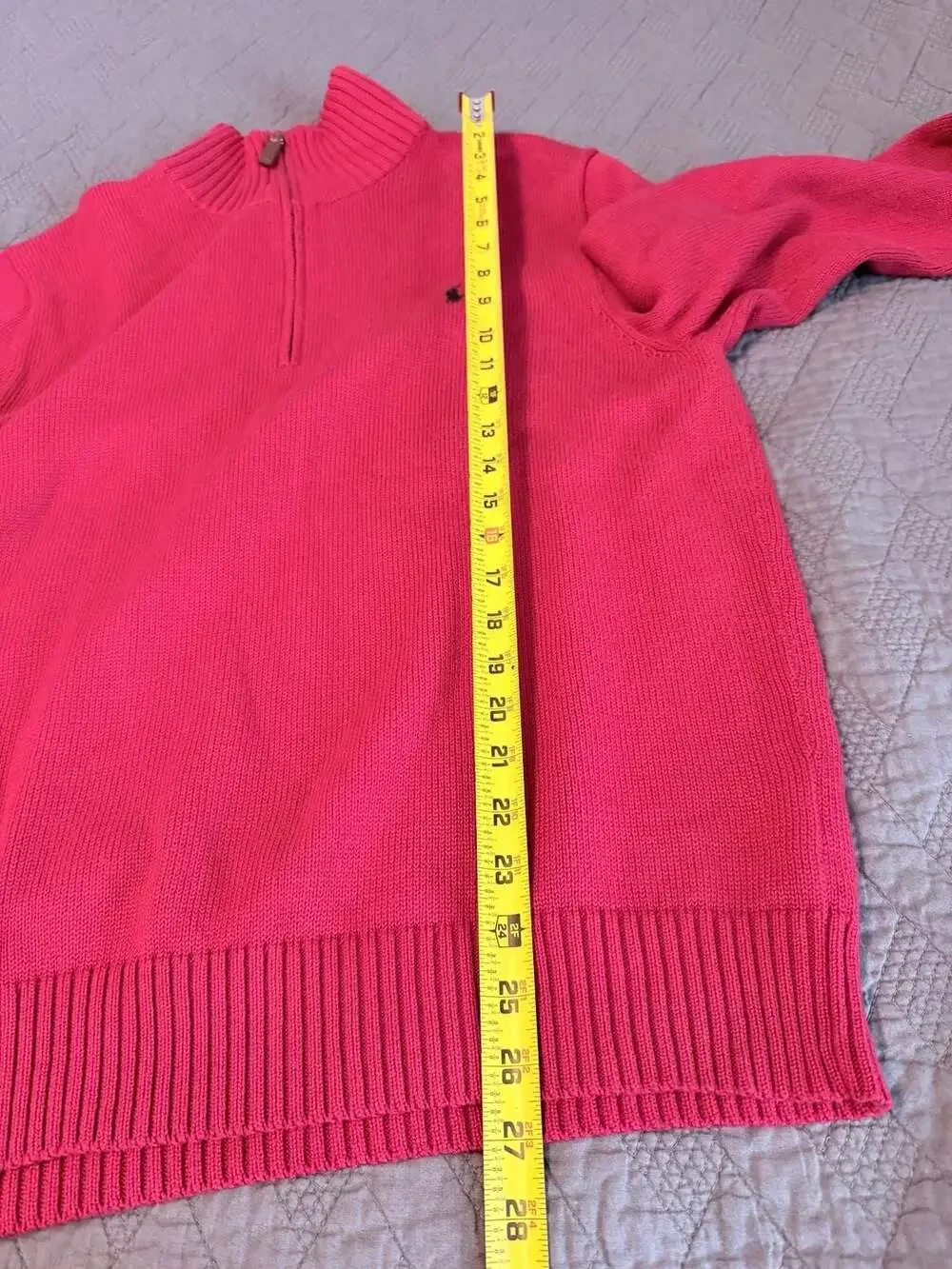 Polo Ralph Lauren Men's 1/4 Half Zip Ribbed Cotton Sweater, Rosette Pink L